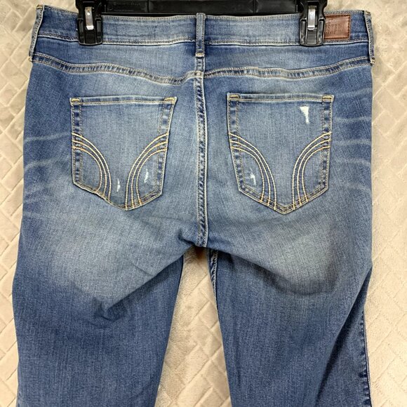 Hollister Women 28 Denim Jeans Blue Super Skinny Distressed Medium Wash Fray Hem - Picture 12 of 15